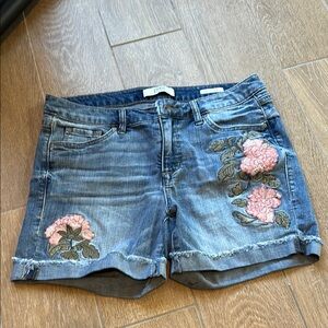 Floral Embroidered Denim Shorts